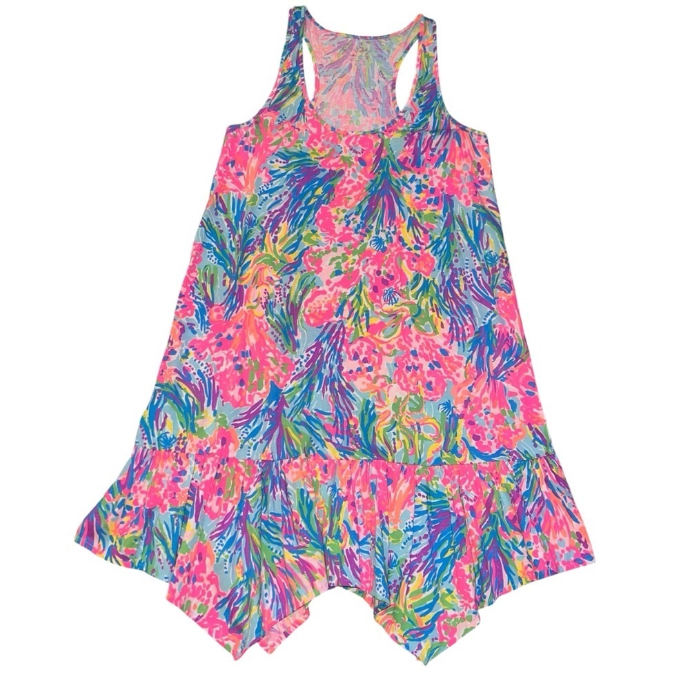 NWOT Lilly Pulitzer Hampton Dress Multi Fan Sea Asymmetric Hem Knit Small